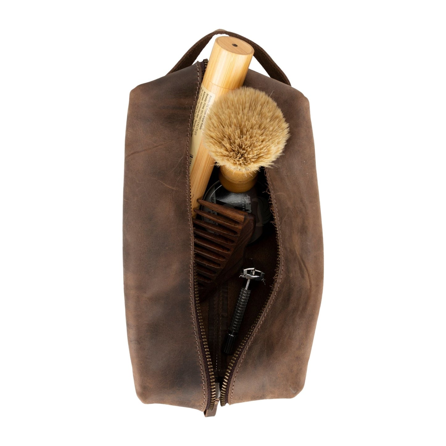 Oswego Men's Leather Dopp Kit & Small Travel Handbag