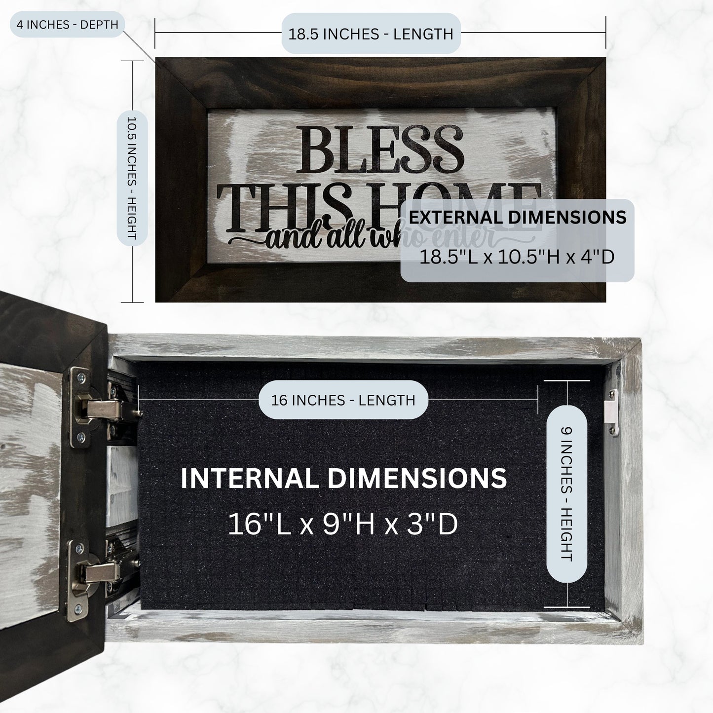 Wood Gun Cabinet - Bless This Home And All Who Enter Wall Gun Cabinet - Hidden Wall Storage - Hidden Gun Safe - Handcrafted Gun Concealment Furniture - Hidden Gun Storage by Bellewood Designs