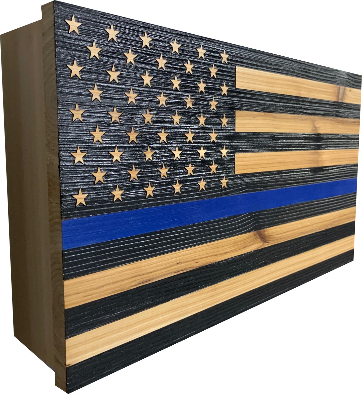 Blue Line American Flag Hidden Gun Storage, Customizable Thin Blue Line Concealment Flag for Police Officers and Law Enforcement Professionals