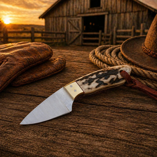 Buckaroo Sheath Knife – D2 Steel Blade & Antler Horn Handle