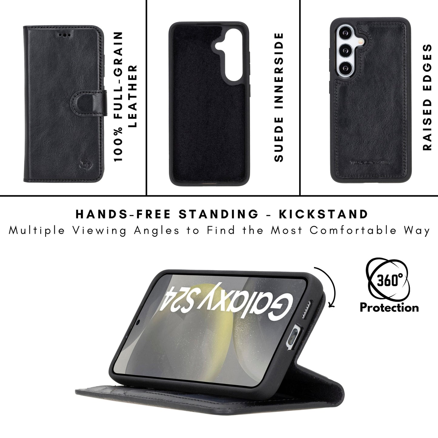 Buffalo Leather Samsung Galaxy S24 Wallet with Detachable Case