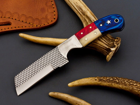 Custom Handmade Bull Cutter Knife Sheath with Texas Flag Handle