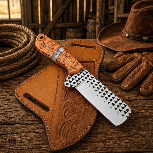 Bullcutter Knife Rasp Steel Blade Turquoise Handle Leather