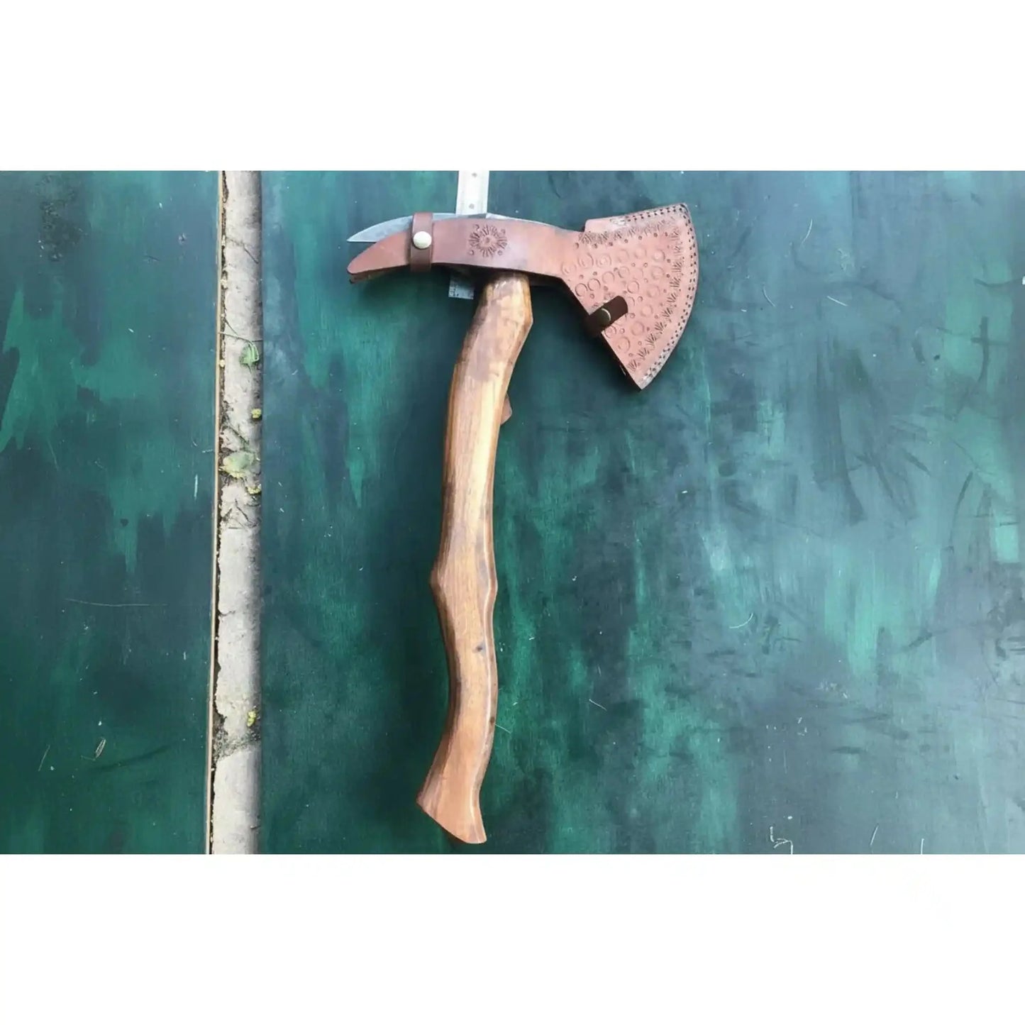 Camping Axe Damascus Steel 20 Inch Rosewood Handle with Leather Sheath
