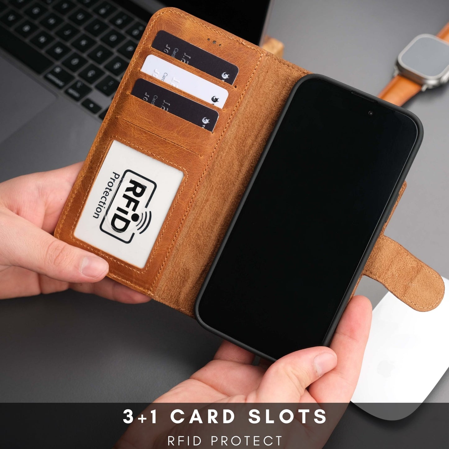 Casper Leather iPhone 15 Wallet Case | Detachable MagSafe Compatible RFID Protection