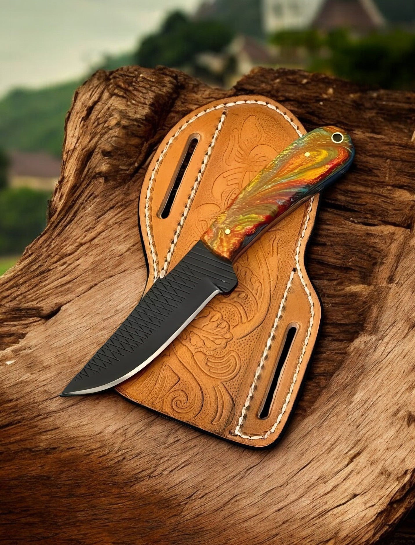 Handcrafted Cowboy Knives and Sheaths – 8.5" Rasp Steel Blade