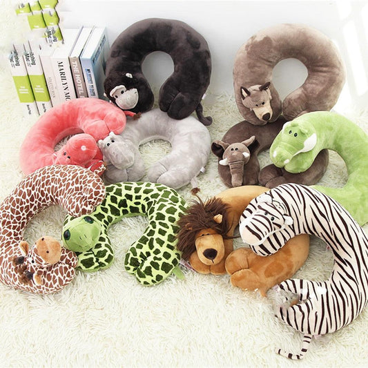 Cute Cartoon Animal U-shaped Memory Travel Pillow Neck Support Headrest Office Car Airplane Sleep  Soft Travel Neck Pillow Animal for Neck & Head Support Cute Wild Life Stuffed Pillow Accessory for Naps Novelty Stuffed Animal For Adults And Children