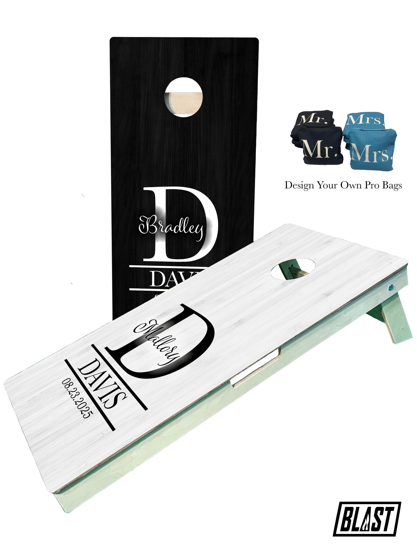Personalized Wedding Date Cornhole Boards with Last Name/Monogram