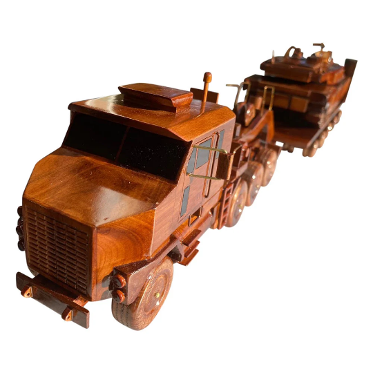 M-1070 ( M1070 ) Truck combo with M1A1 tank Mahogany Wood Desktop Truck combo Model