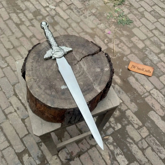 Handmade Medieval Short Sword Replica in Polished Steel with Straight Crossguard for Historical Collections and Display