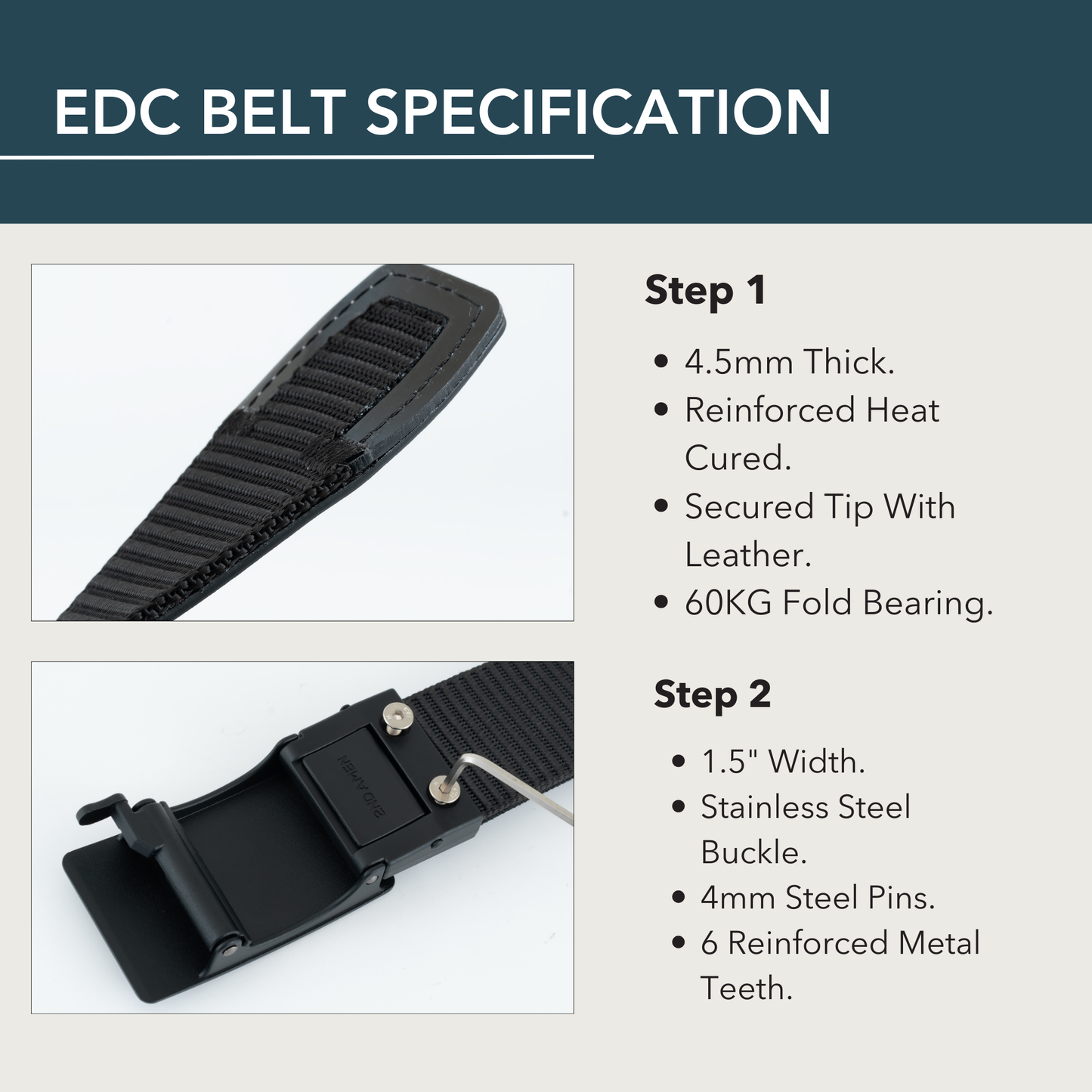 Protector 1.0 EDC Belt 1.38" Width For Everyday Carry