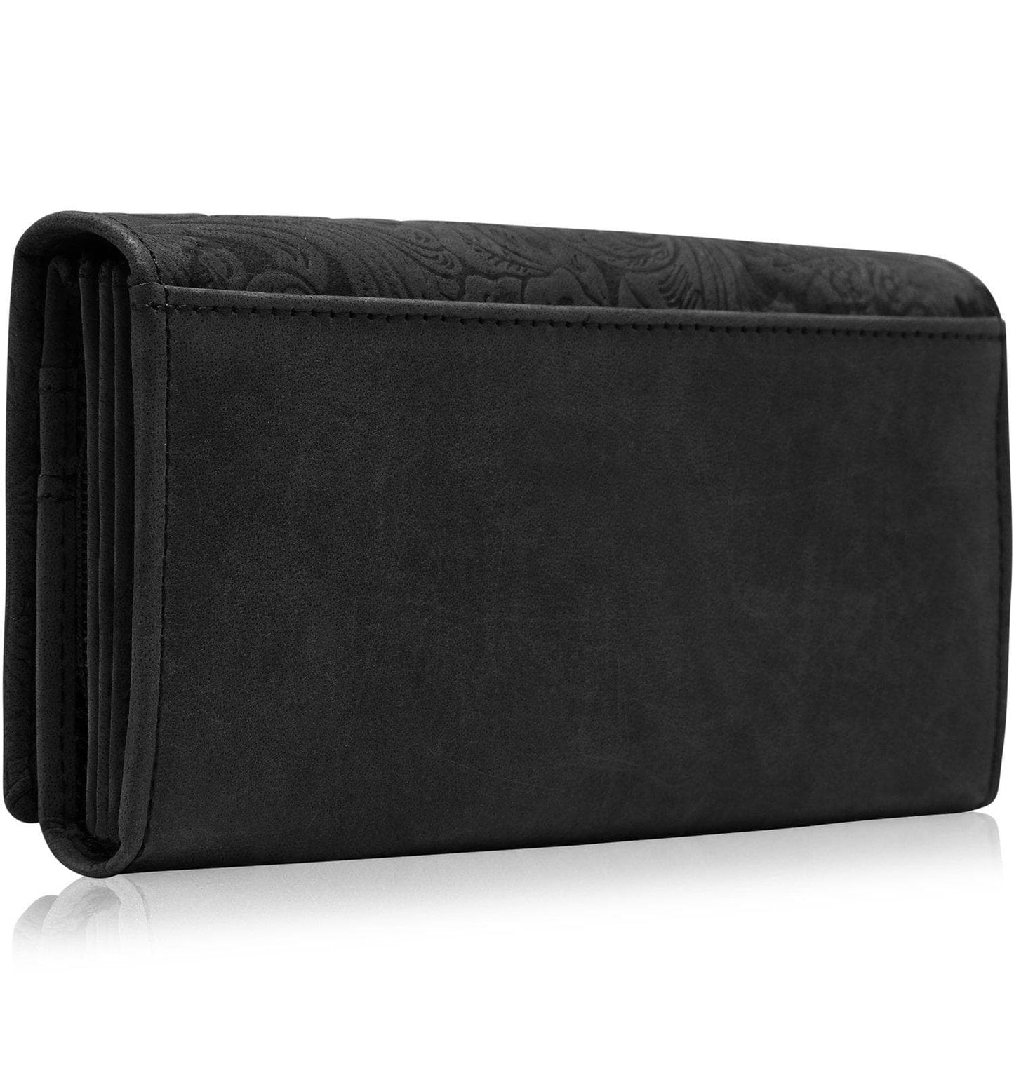 Embossed Floral Accordion Wallet