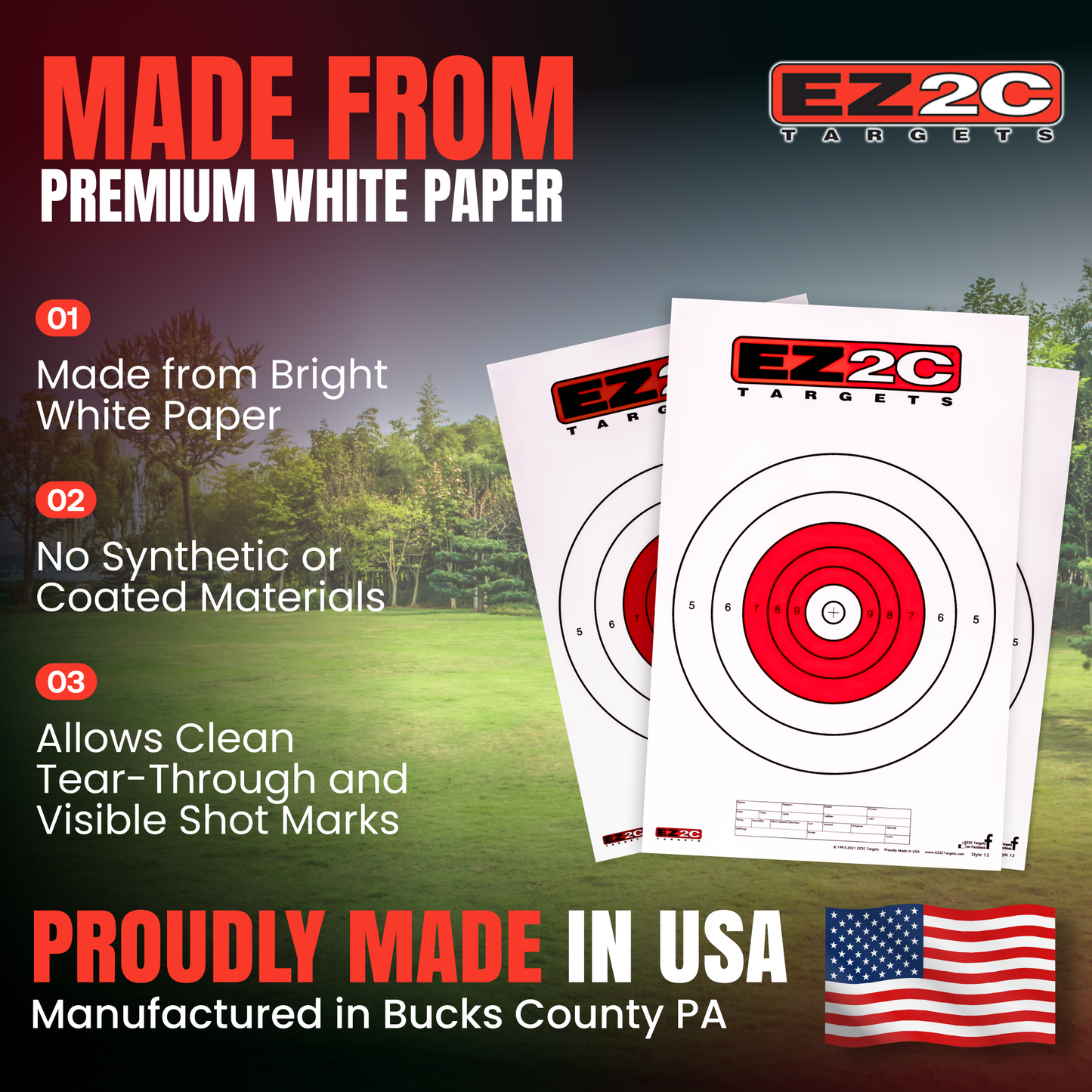 200 EZ2C Targets 8 Rifle Styles Package Paper Shooting Targets for Range 11”x17” USA MADE