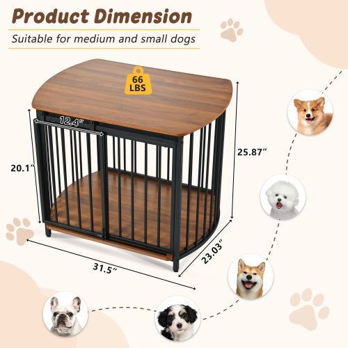 Furniture Style Dog Crate with Double Doors for Small and Medium Dogs