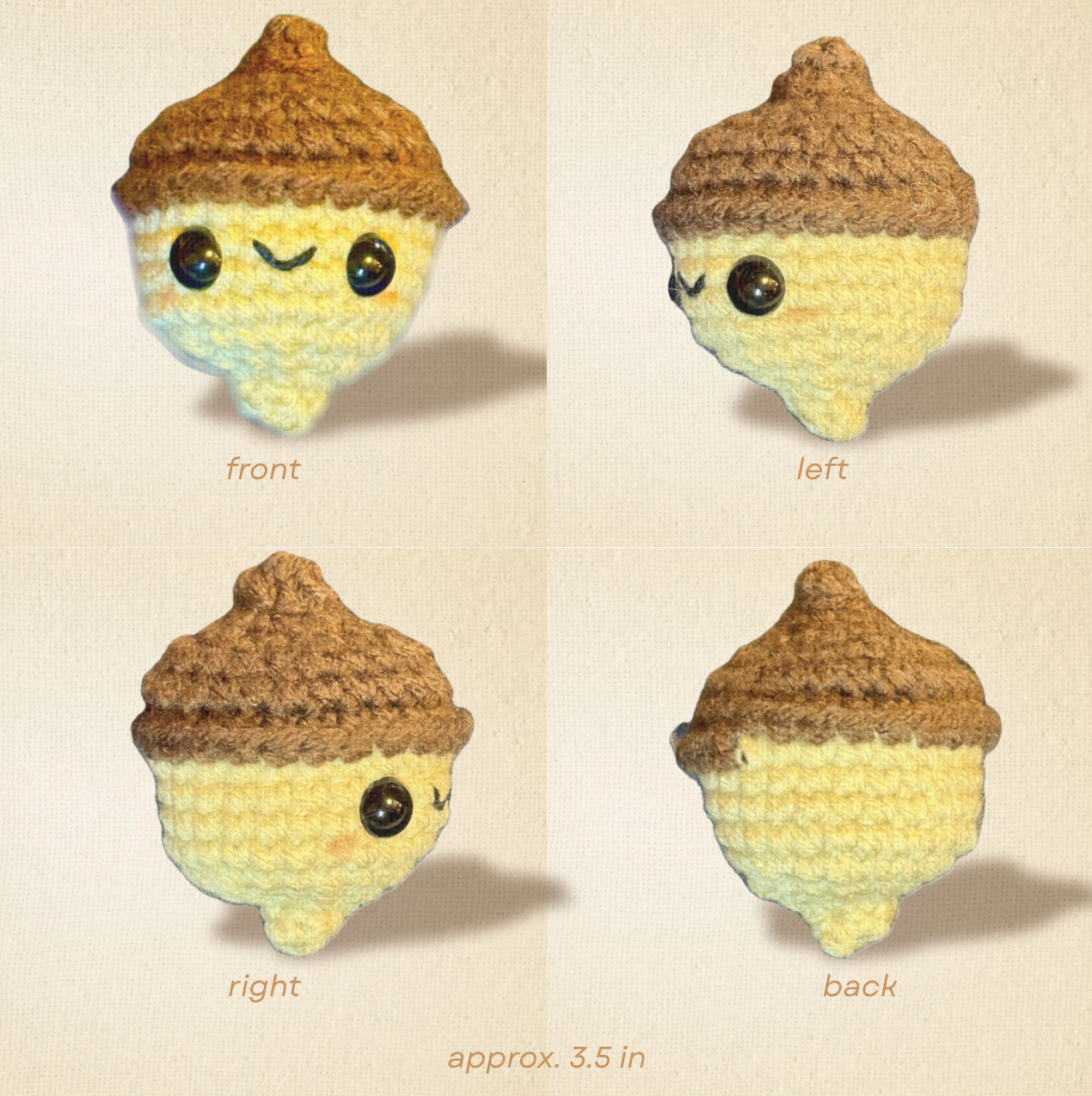 Handmade Catnip Toy | Augie the Acorn Chunkle Puff Infused with Miracle Nip Botanicals