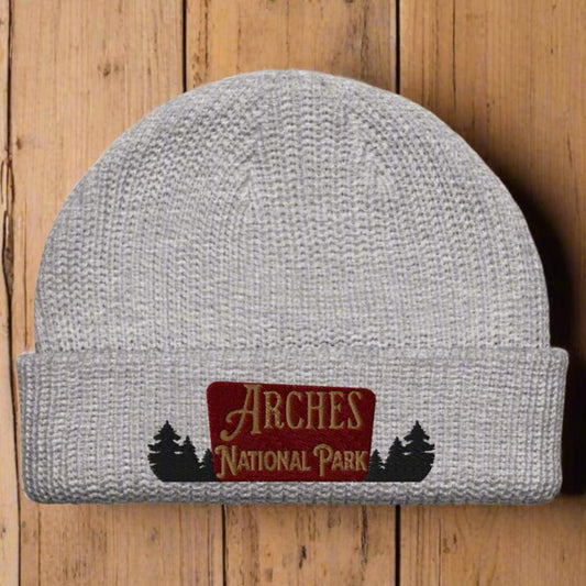 Arches National Park Sign Embroidered Beanie