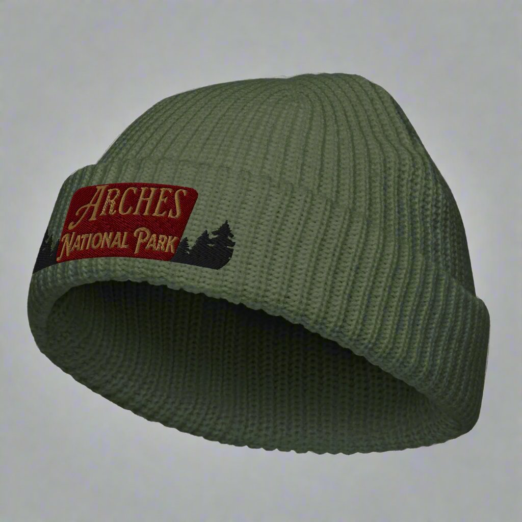 Arches National Park Sign Embroidered Beanie