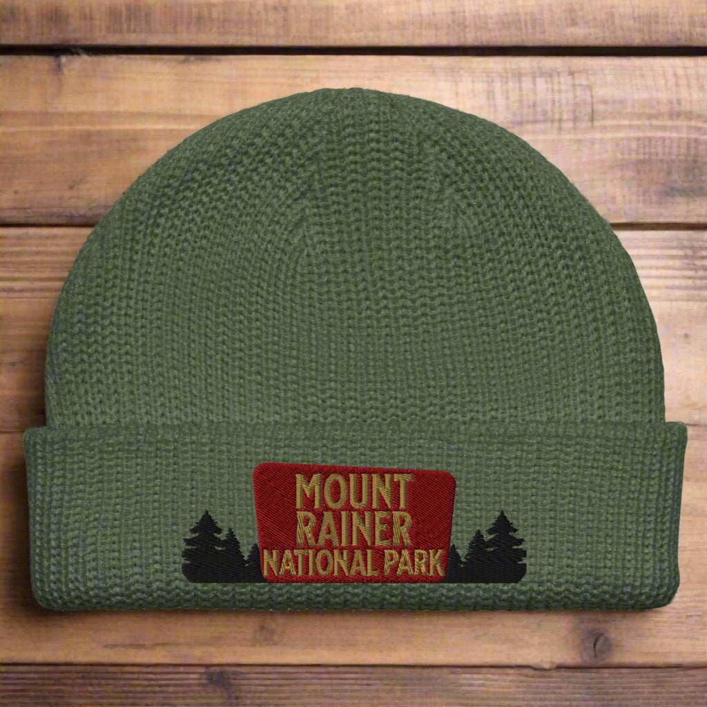 Mount Rainier National Park Embroidered Beanie
