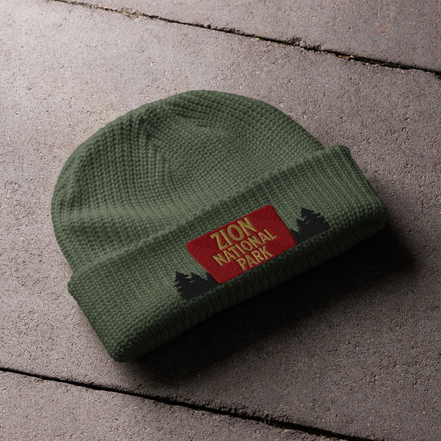 Zion National Park Sign Embroidered Wharf Style Beanie