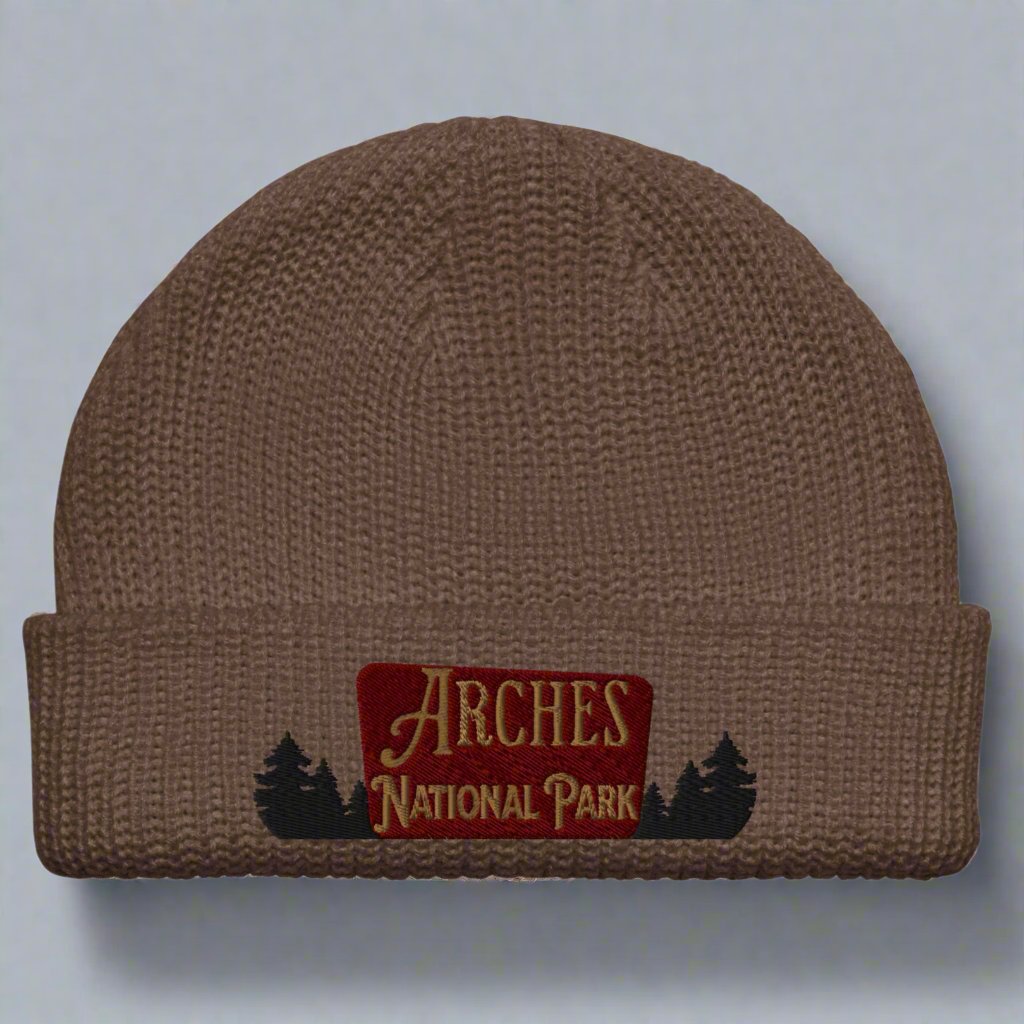 Arches National Park Sign Embroidered Beanie