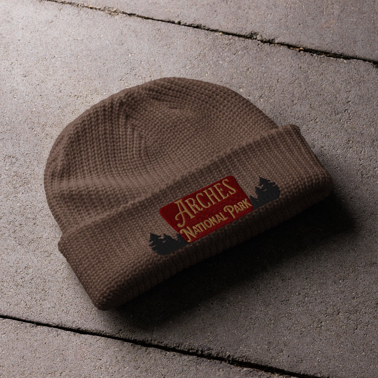 Arches National Park Sign Embroidered Beanie
