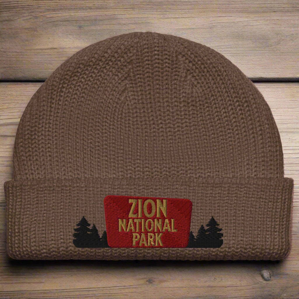 Zion National Park Sign Embroidered Wharf Style Beanie