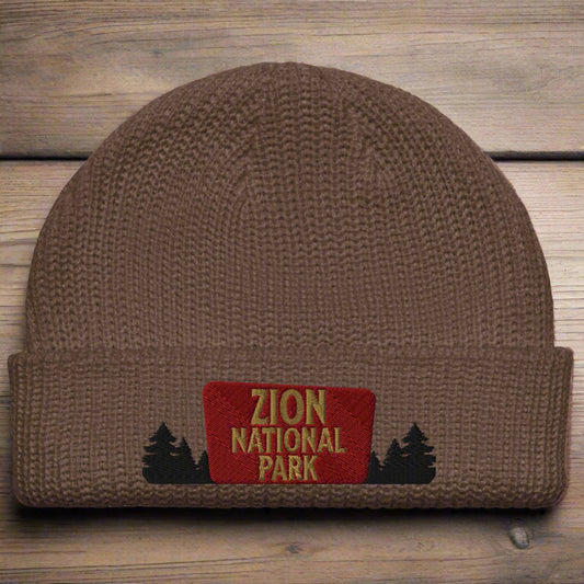 Zion National Park Sign Embroidered Wharf Style Beanie