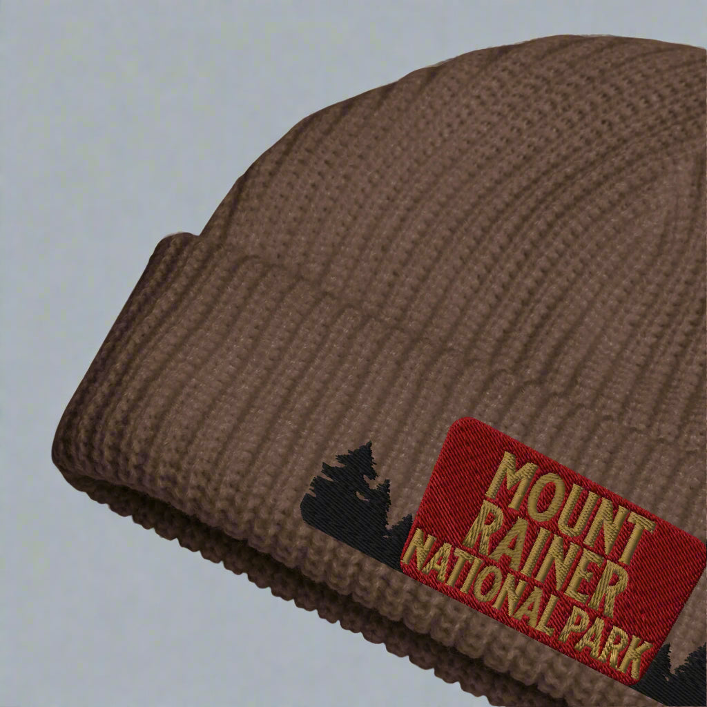 Mount Rainier National Park Embroidered Beanie