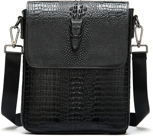 Crocodile Embossed Leather Sling Bag – Rugged & Refined