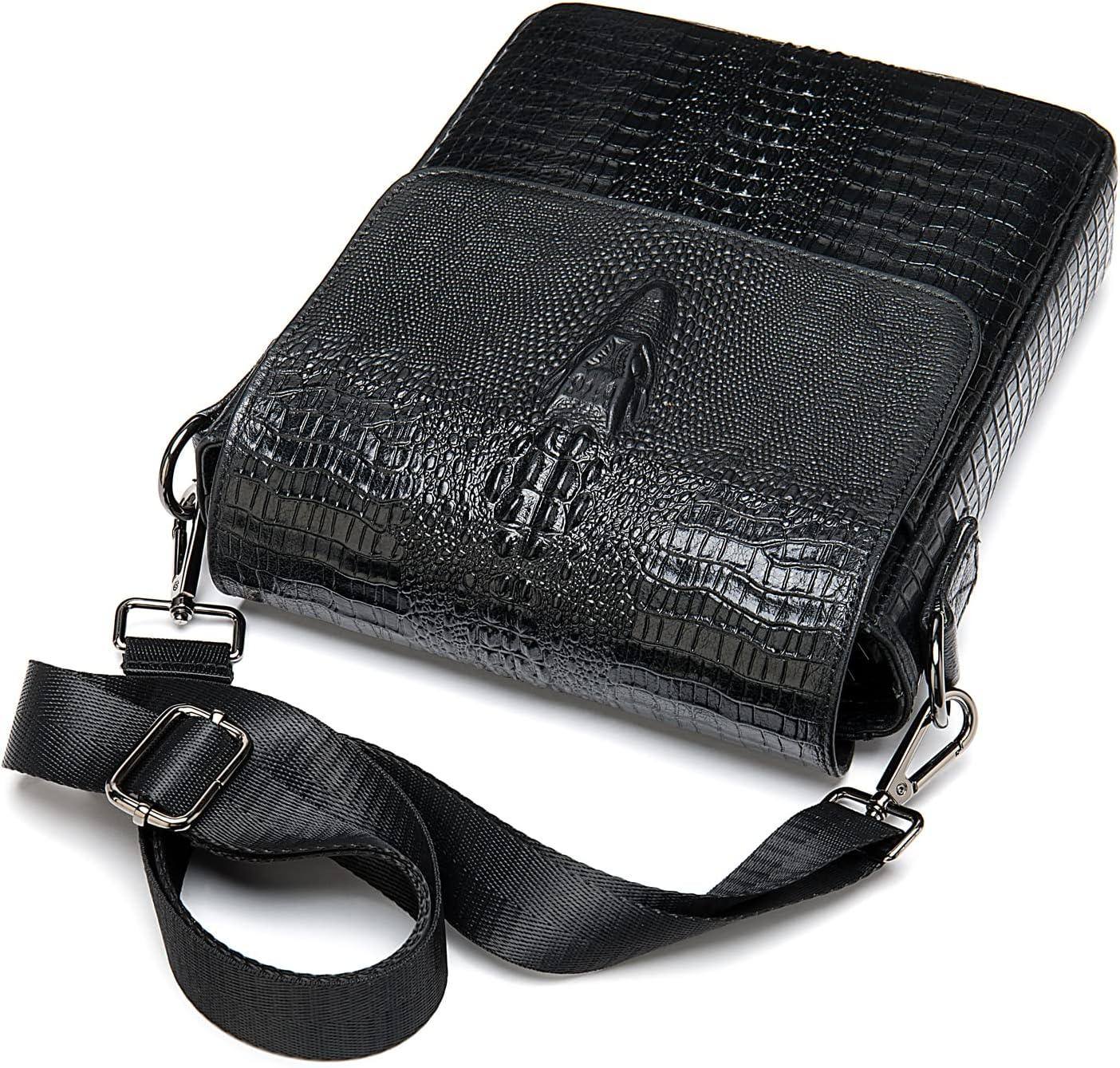 Crocodile Embossed Leather Sling Bag – Rugged & Refined