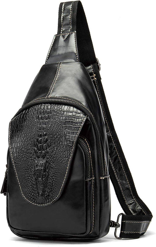 Crocodile Embossed Leather Sling Bag – Bold & Modern