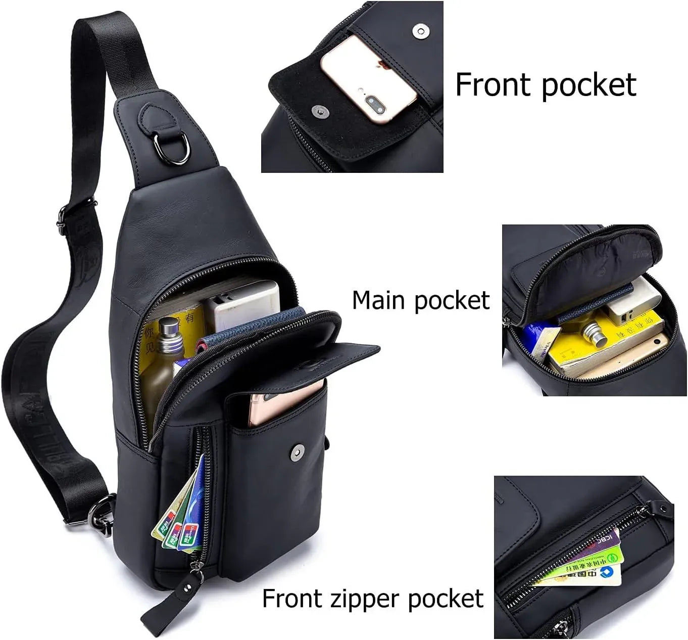 Casual Leather Chest Bag – Timeless & Functional