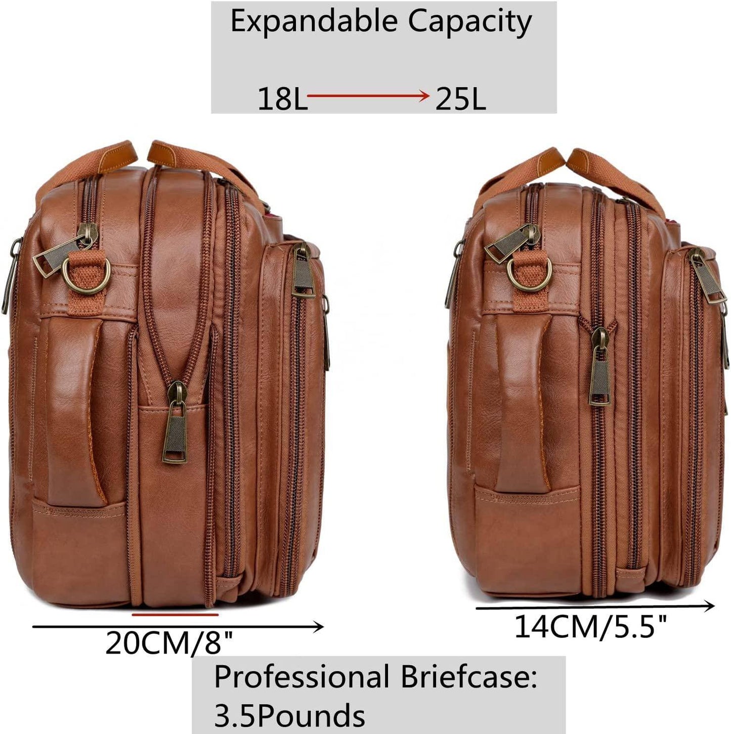 Convertible Leather Laptop Backpack – 16″ 2-in-1 Briefcase Design
