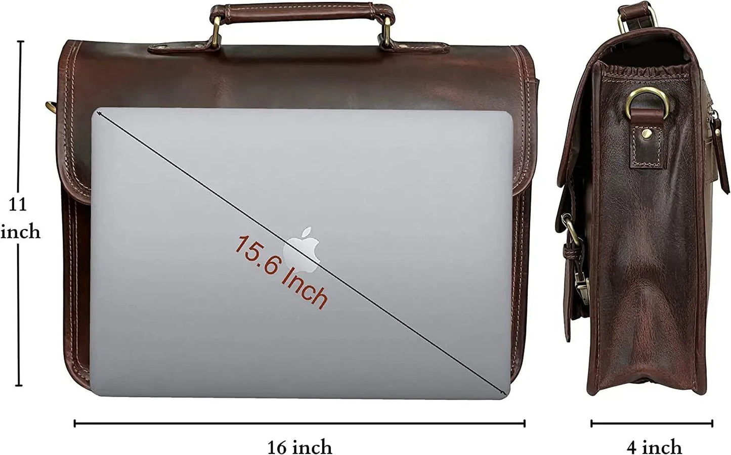 Leather Satchel Crossbody Bag – Full-Grain Buffalo Office & Travel Bag