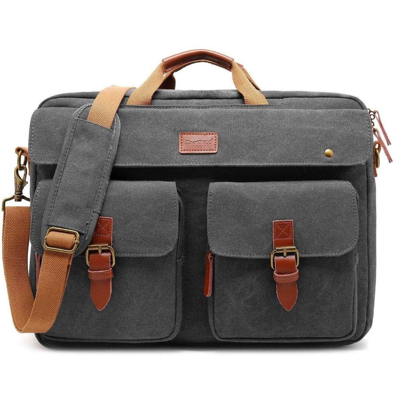 Oxford Canvas Messenger Bag – 3-in-1 Convertible Laptop Briefcase