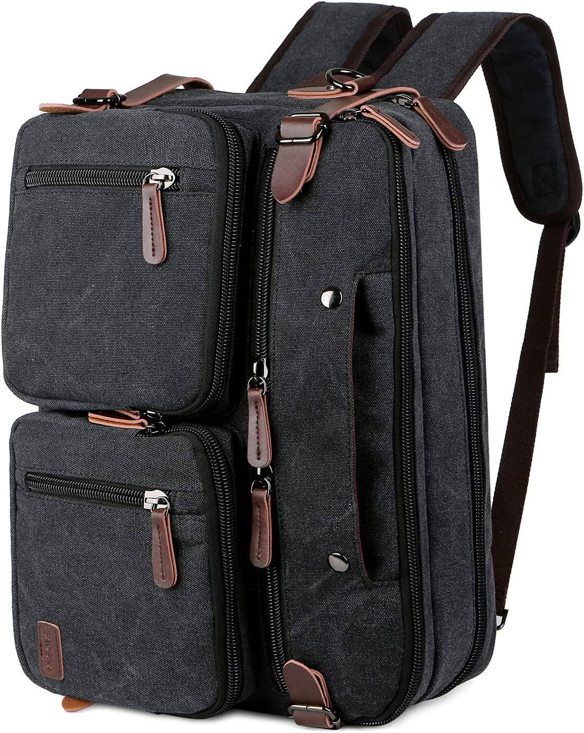 Convertible Briefcase Backpack – 3-in-1 Laptop Bag (17″) with Red Lining