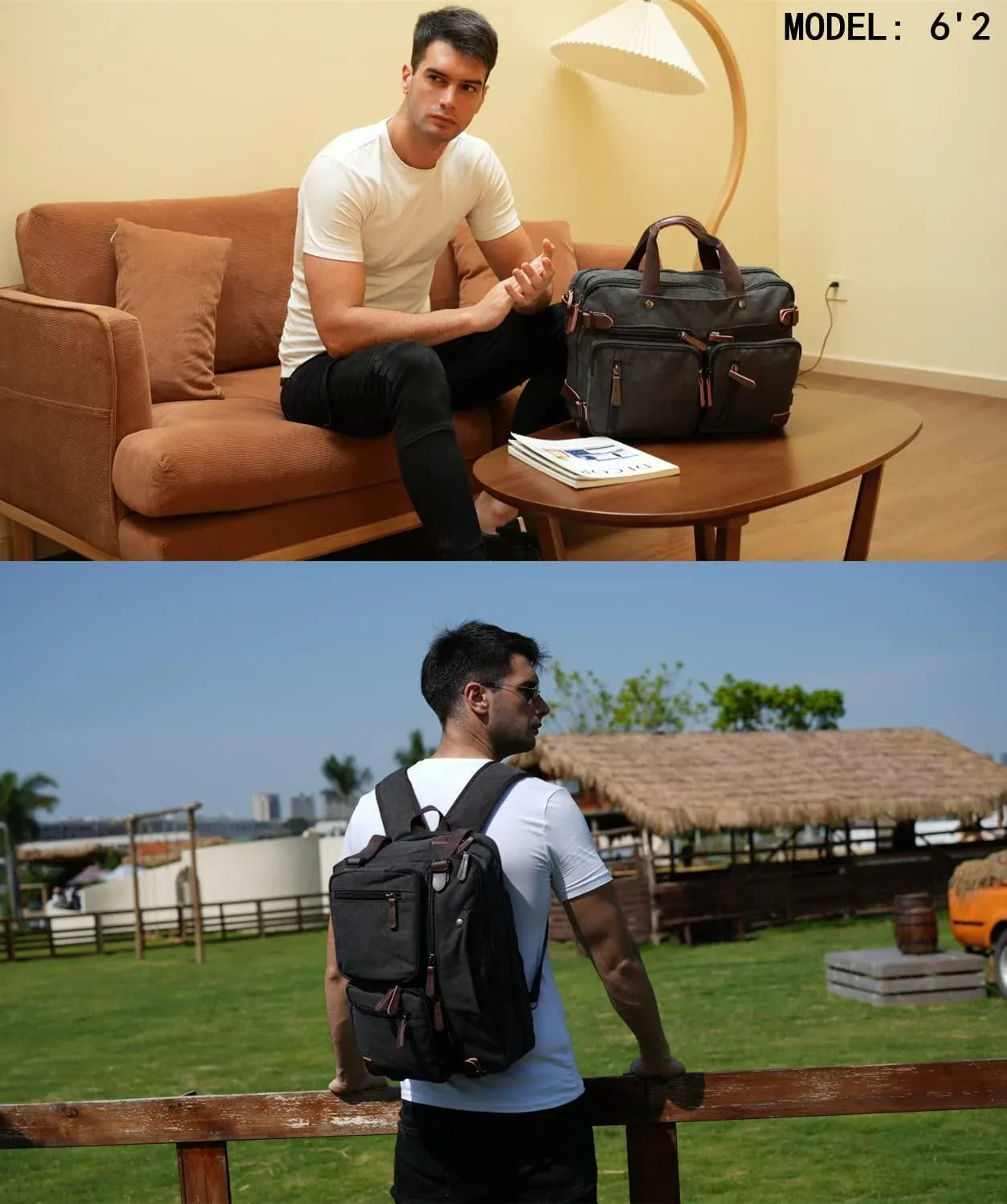 Convertible Briefcase Backpack – 3-in-1 Laptop Bag (17″) with Red Lining