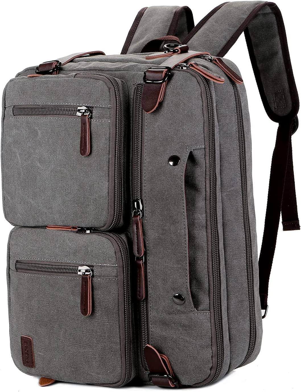 Convertible Briefcase Backpack – 3-in-1 Laptop Bag (17″) with Red Lining