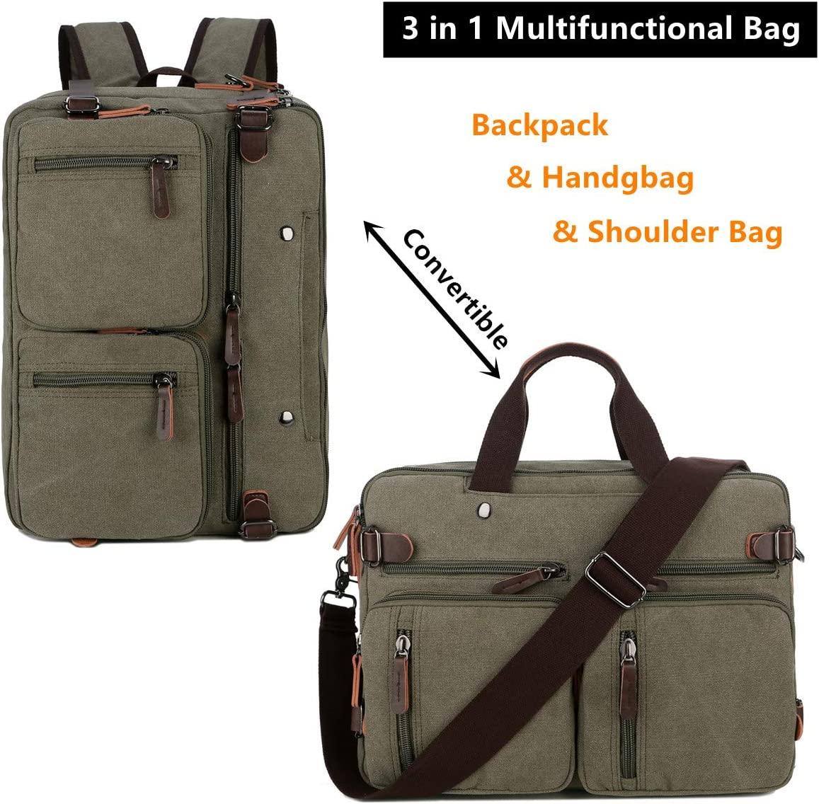 Convertible Briefcase Backpack – 3-in-1 Laptop Bag (17″) with Red Lining