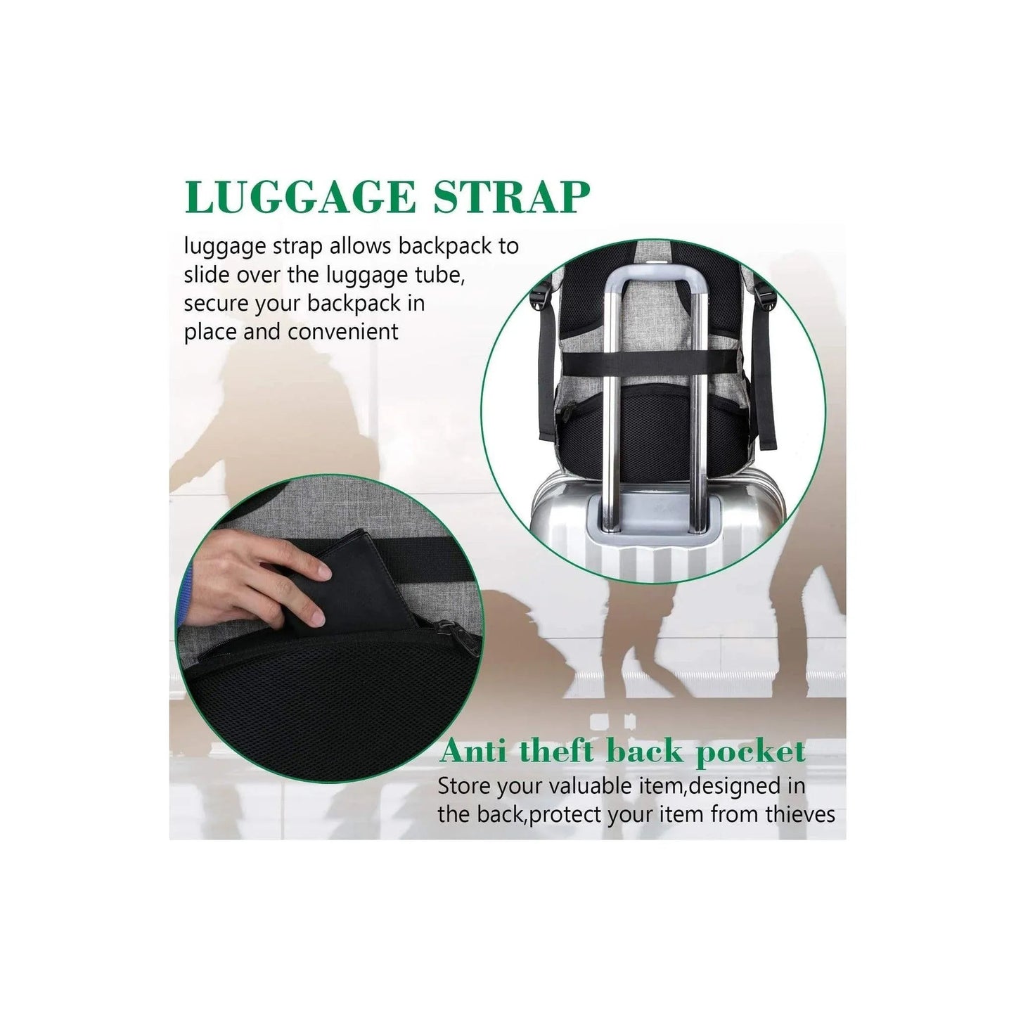 18" Anti-Theft Travel Backpack – Secure & Connected