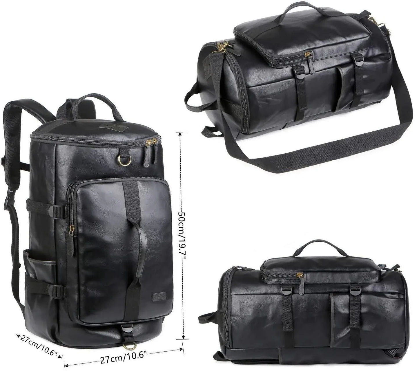 Soft Leather Duffel Bag – 40L Convertible Vegan Travel Bag