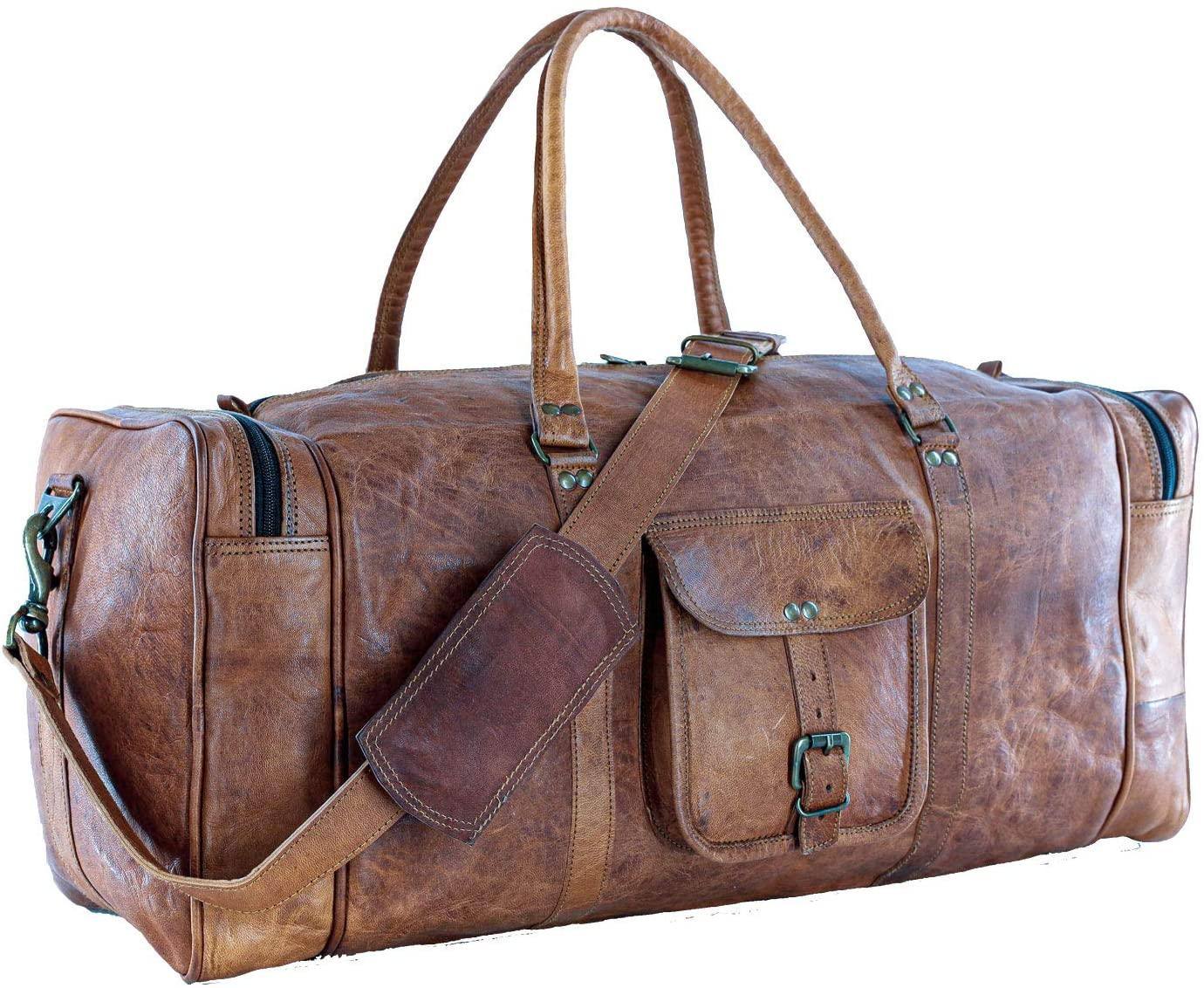 Full Grain Leather Duffel Bag – 21″ Cabin-Ready Weekender