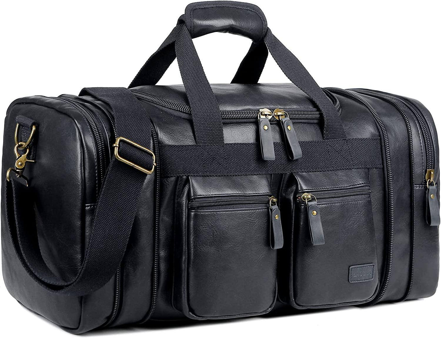 Stylish Leather Travel Duffel Weekender Bag – 40L Expandable Carry-On
