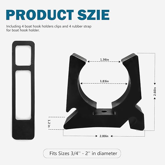Boat Hook Holder Replacement for SOF-LOC Gaff Hook Holder with Rubber Spring Strap (2 pack)