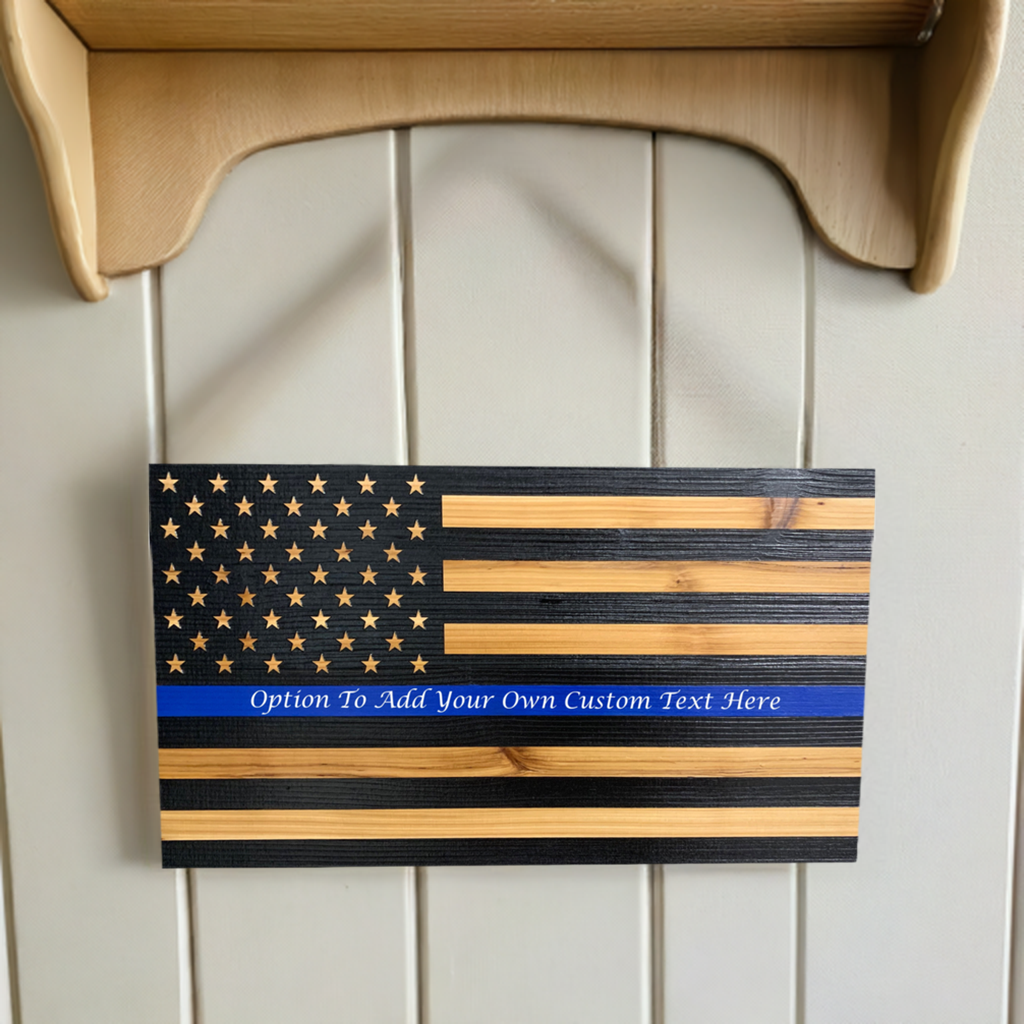 Blue Line American Flag Hidden Gun Storage, Customizable Thin Blue Line Concealment Flag for Police Officers and Law Enforcement Professionals