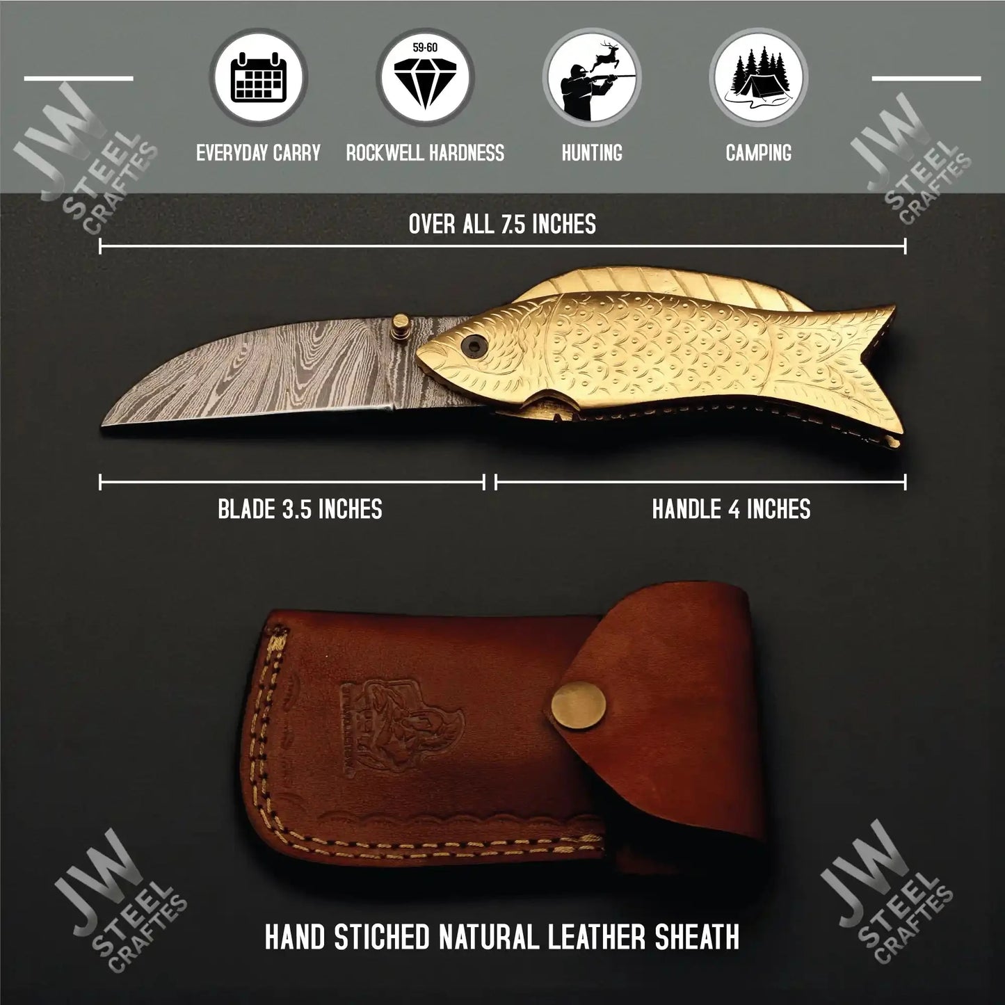 Hand Forged Damascus Steel Folding Knife – Honeycomb, Pinecone & Brass Handle Variations