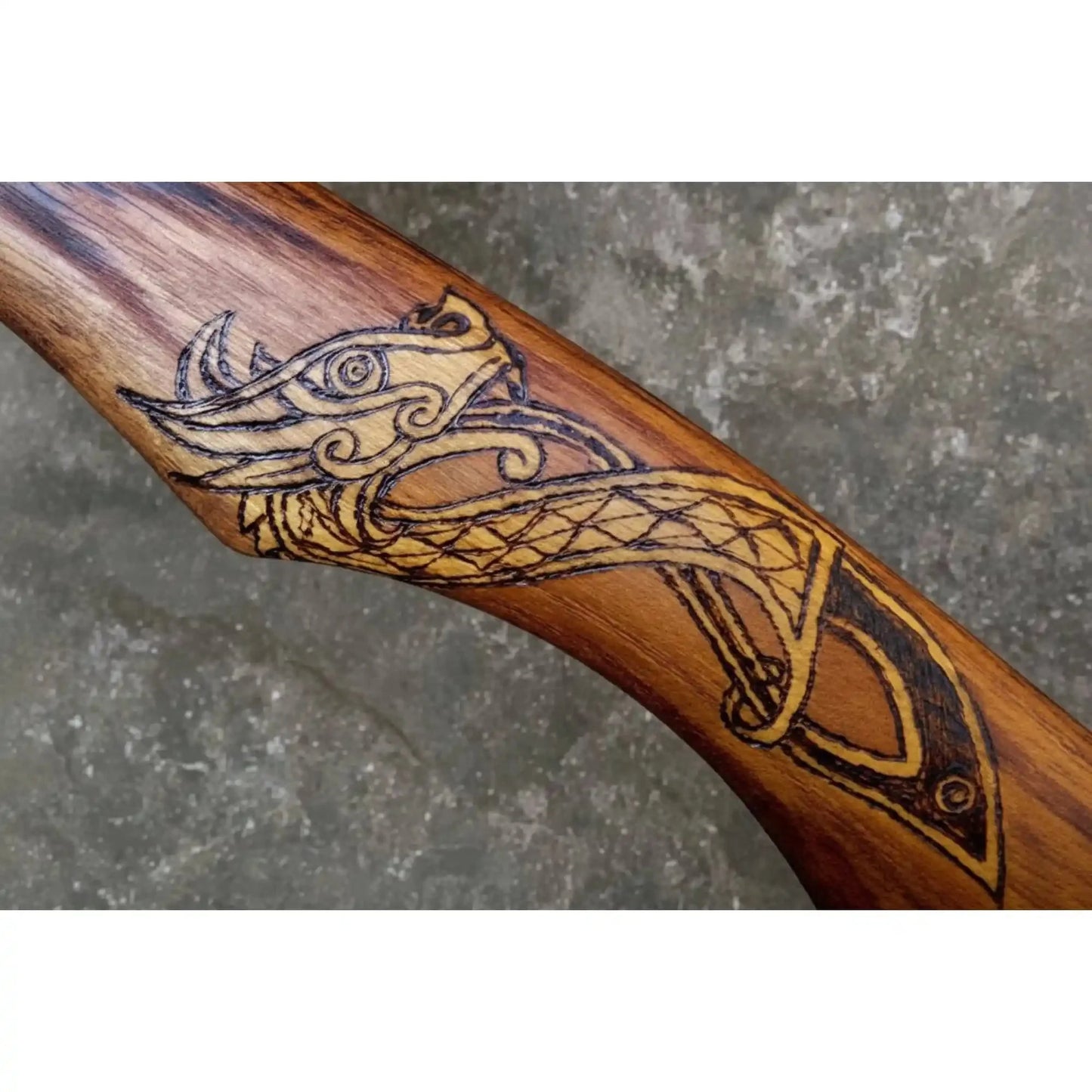 Hand Forged Damascus Steel Viking Axe – 18” Bearded Bushcraft Hatchet with Hardwood Handle | JW SteelCrafts