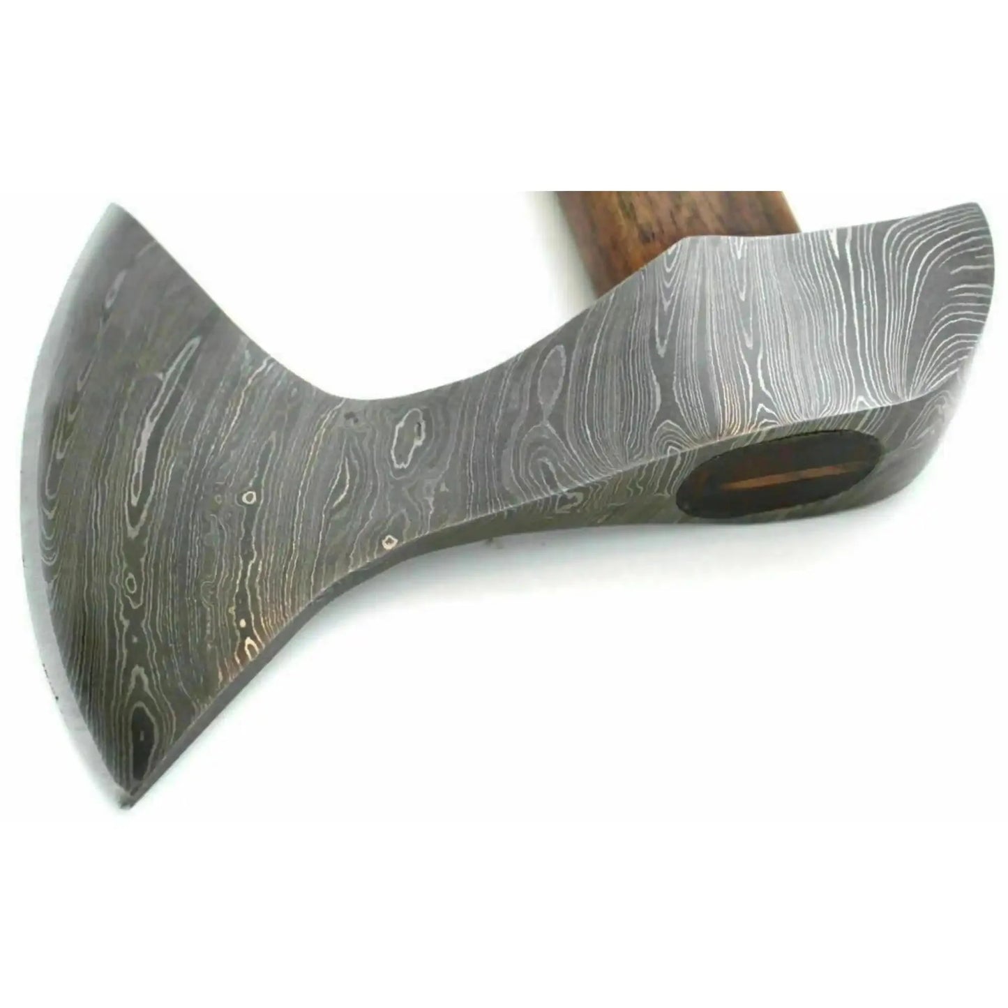 Hand Forged Damascus Steel Viking Axe – True Layered Bearded Axe with Hardwood Handle & Leather Sheath | JW SteelCrafts