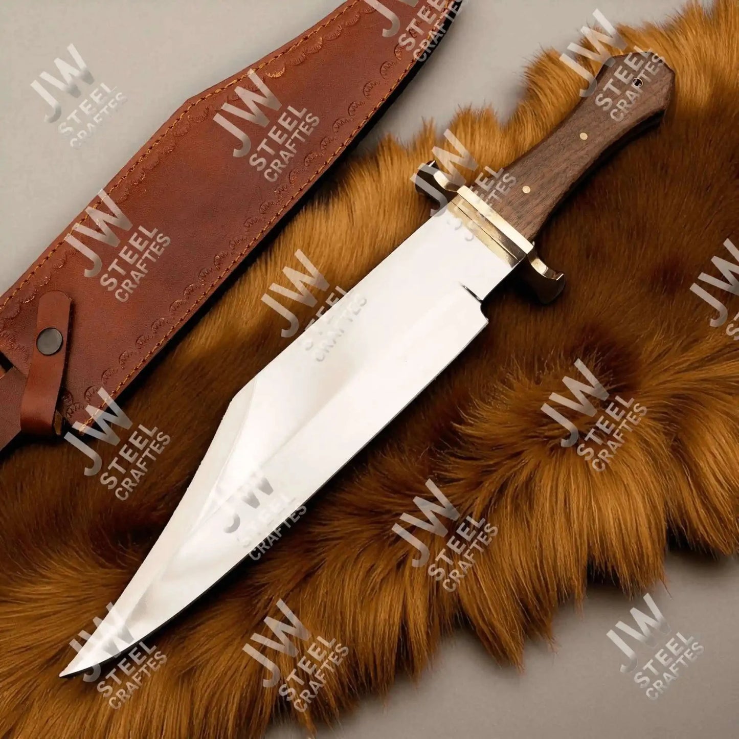 Clip Point High Carbon Steel Bowie Knife, Hand Forged, Rosewood Handle