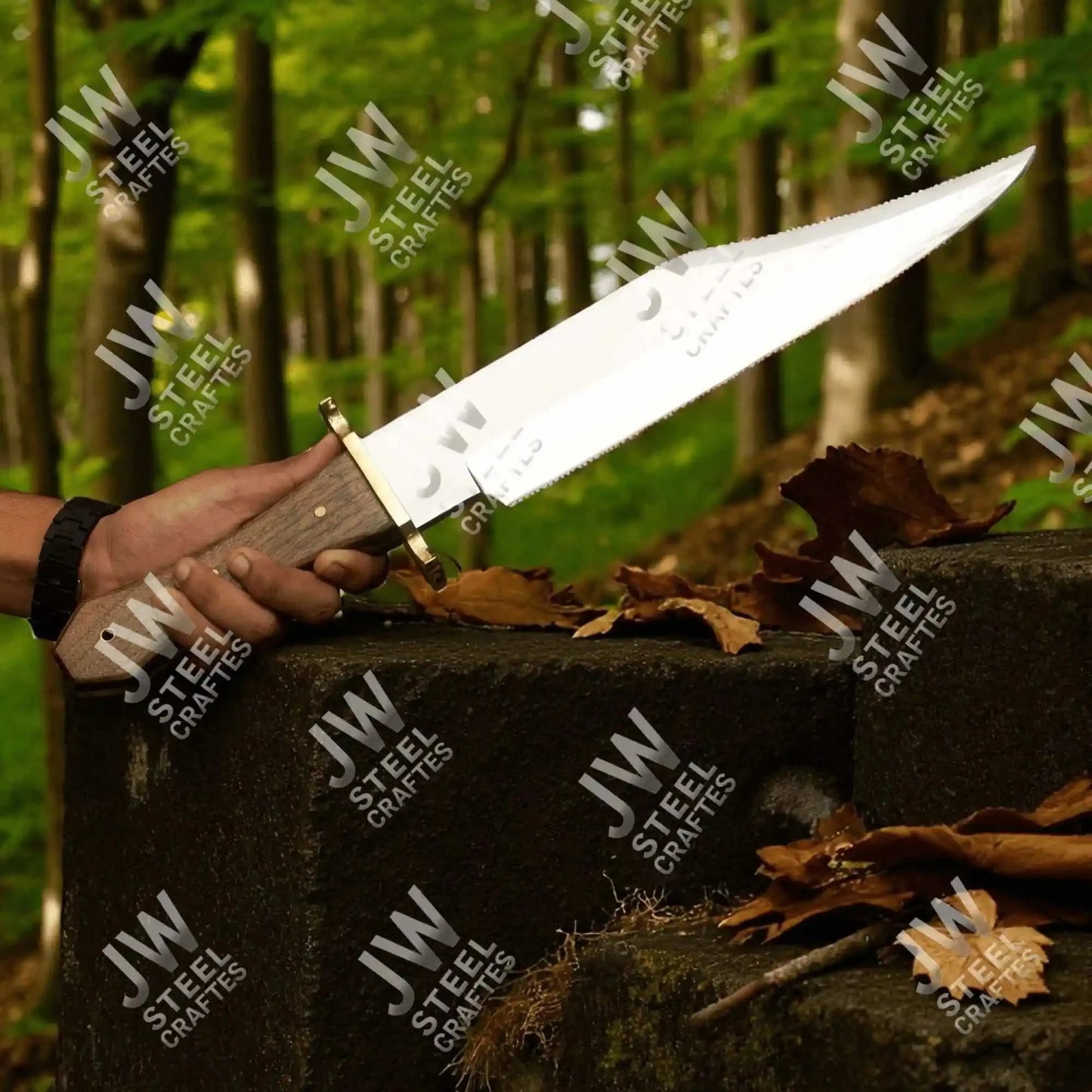 Clip Point High Carbon Steel Bowie Knife, Hand Forged, Rosewood Handle